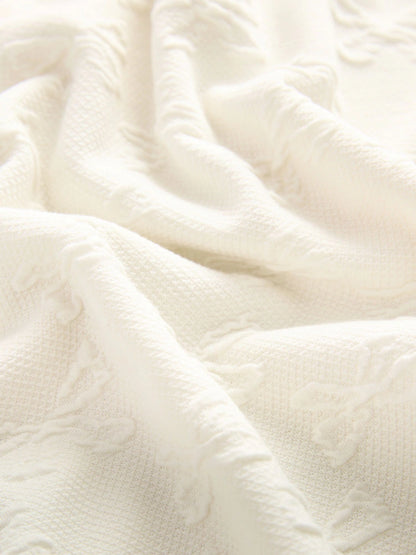 |BigGirl| Blusa De Manga Comprida Com Laço Texturizado Branco Cru (3-16 anos)