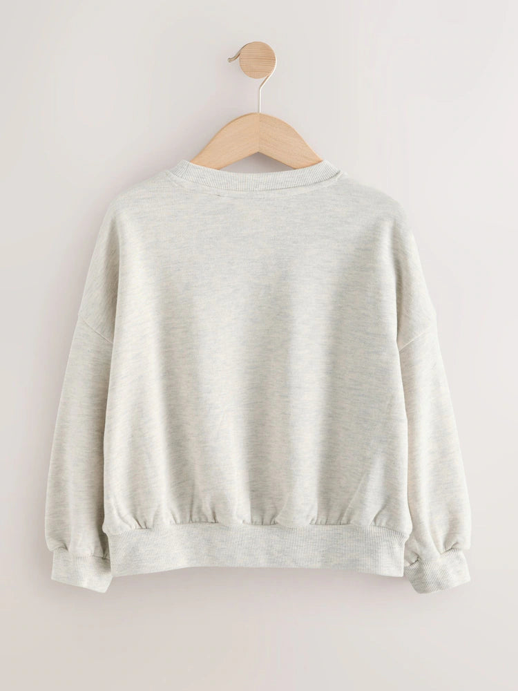 |BigGirl| Moletom De Manga Comprida Cinza Papai Noel (3-16 anos)