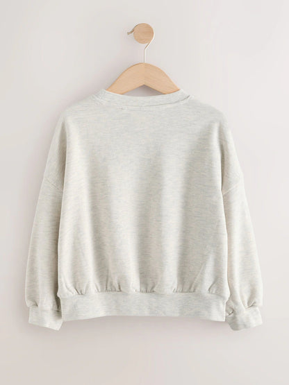 |BigGirl| Moletom De Manga Comprida Cinza Papai Noel (3-16 anos)