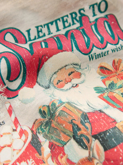 |BigGirl| Moletom De Manga Comprida Cinza Papai Noel (3-16 anos)