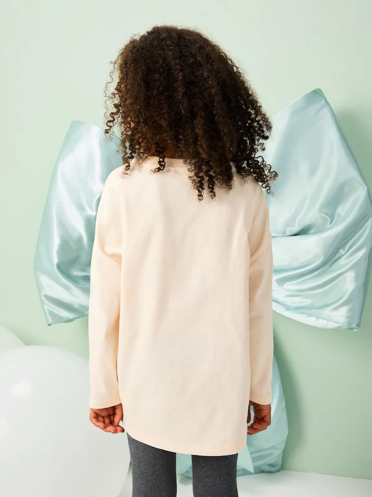 |BigGirl| Blusa De Manga Comprida Com Estampa De Grafite Rosa De Natal (3-16 anos)