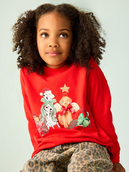 |BigGirl| Blusa De Manga Comprida Red Dogs (3-16 anos)