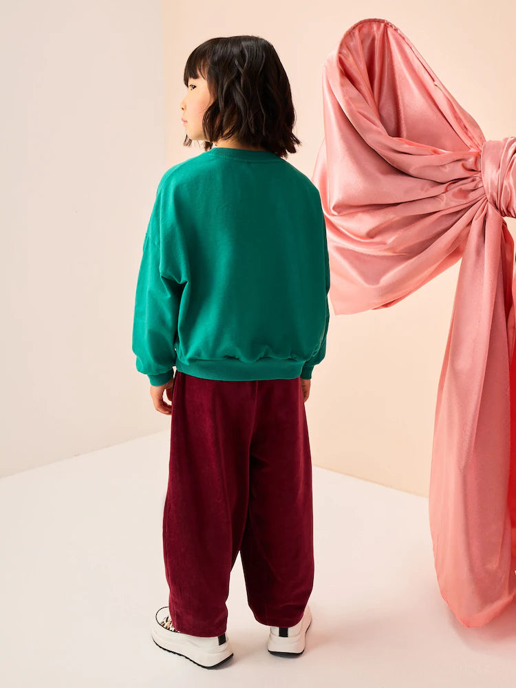 |BigGirl| Blusa De Moletom Manga Comprida Com Lantejoulas Verde (3-16 anos)