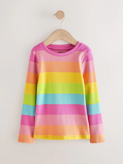 |BigGirl| Camisetas Caneladas De Manga Comprida Multibrilhantes, Pacote com 4 (3 a 16 anos)