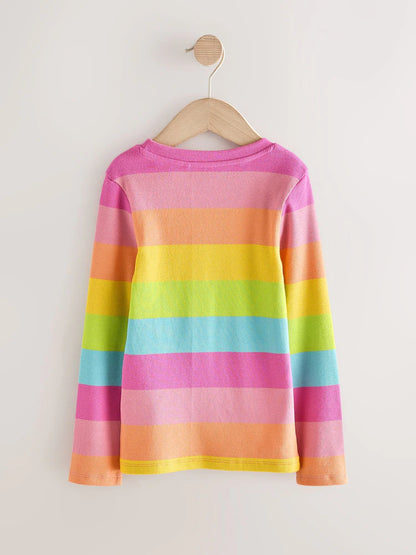 |BigGirl| Camisetas Caneladas De Manga Comprida Multibrilhantes, Pacote com 4 (3 a 16 anos)