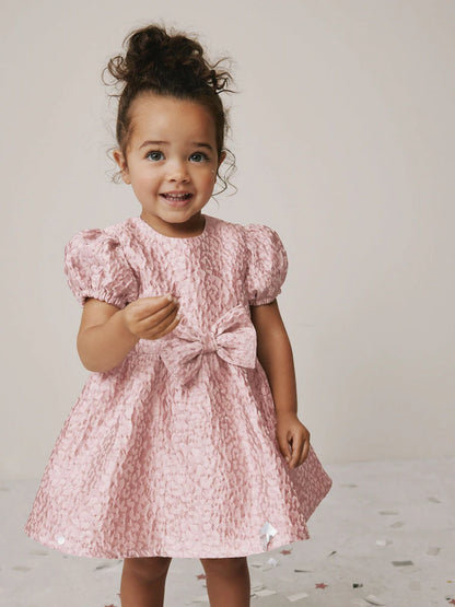 |Girl| Vestido De Baile Jacquard Rosa Animal (3 meses a 8 anos)