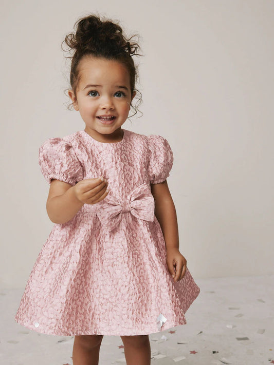 |Girl| Vestido De Baile Jacquard Rosa Animal (3 meses a 8 anos)