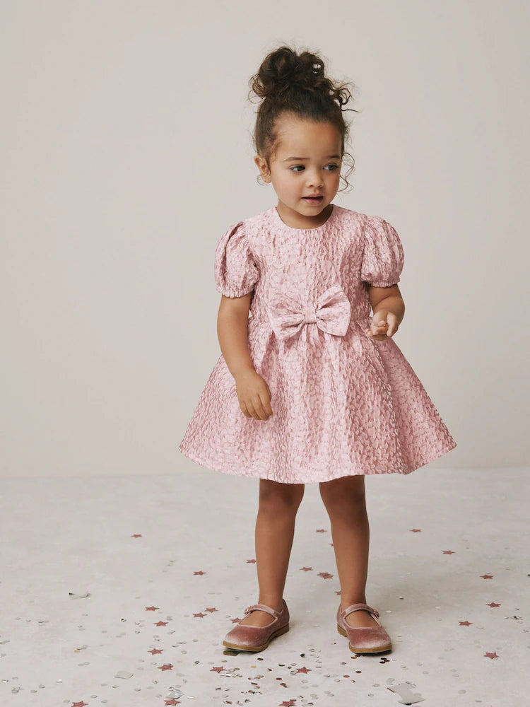 |Girl| Vestido De Baile Jacquard Rosa Animal (3 meses a 8 anos)