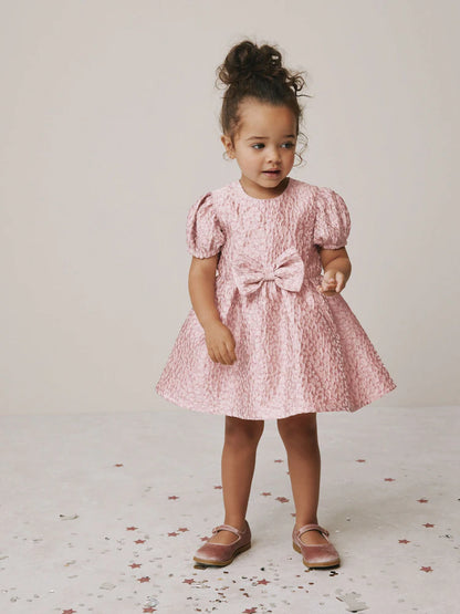 |Girl| Vestido De Baile Jacquard Rosa Animal (3 meses a 8 anos)