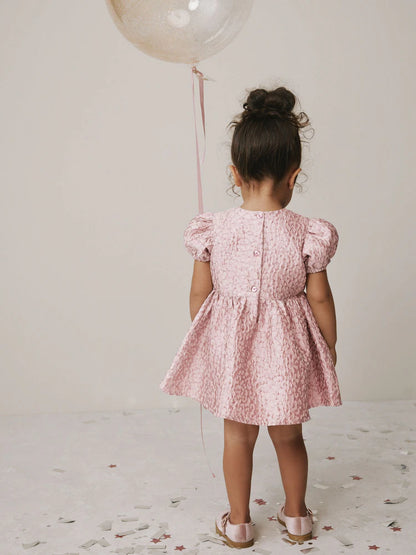 |Girl| Vestido De Baile Jacquard Rosa Animal (3 meses a 8 anos)
