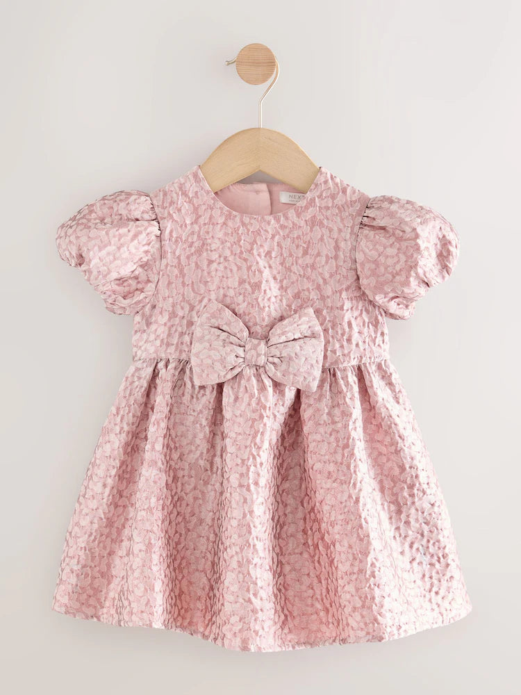 |Girl| Vestido De Baile Jacquard Rosa Animal (3 meses a 8 anos)