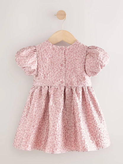 |Girl| Vestido De Baile Jacquard Rosa Animal (3 meses a 8 anos)