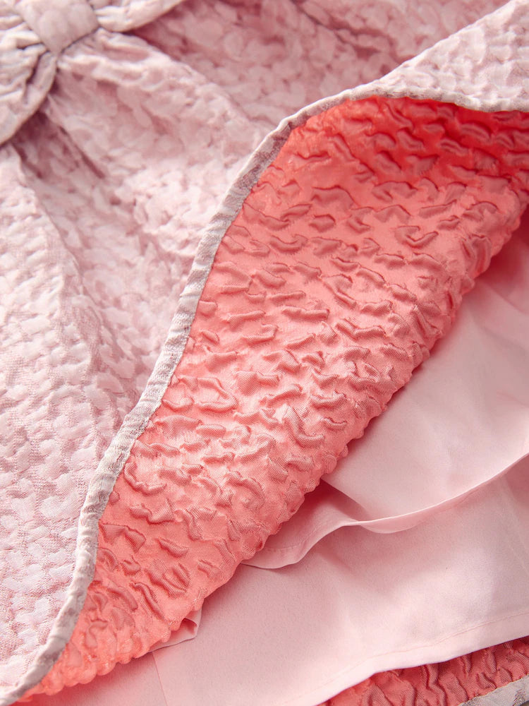 |Girl| Vestido De Baile Jacquard Rosa Animal (3 meses a 8 anos)