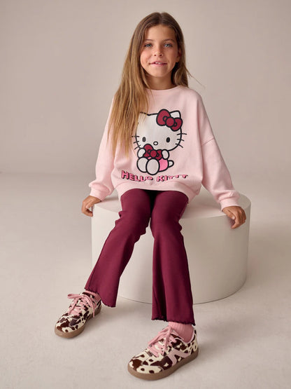|BigGirl| Moletom Canelado Aconchegante De Manga Comprida Hello Kitty Rosa (3-16 anos)