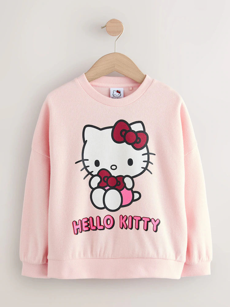 |BigGirl| Moletom Canelado Aconchegante De Manga Comprida Hello Kitty Rosa (3-16 anos)