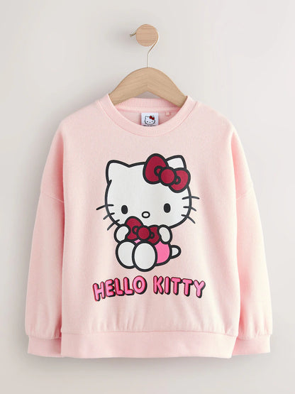 |BigGirl| Moletom Canelado Aconchegante De Manga Comprida Hello Kitty Rosa (3-16 anos)