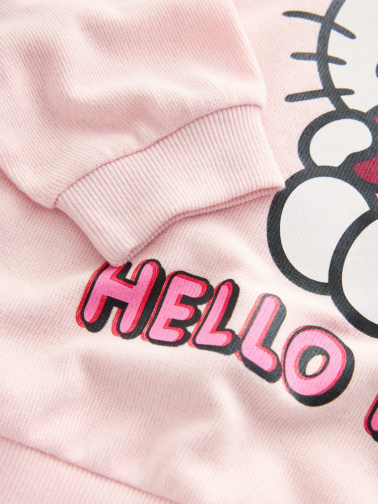 |BigGirl| Moletom Canelado Aconchegante De Manga Comprida Hello Kitty Rosa (3-16 anos)