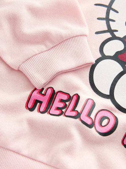 |BigGirl| Moletom Canelado Aconchegante De Manga Comprida Hello Kitty Rosa (3-16 anos)