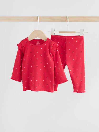 |BabyGirl| Conjunto De 2 Peças De Blusa e Leggings Vermelhas Para Bebê (0 meses a 2 anos)
