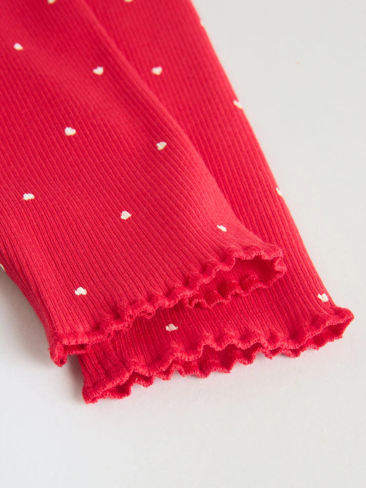 |BabyGirl| Conjunto De 2 Peças De Blusa e Leggings Vermelhas Para Bebê (0 meses a 2 anos)