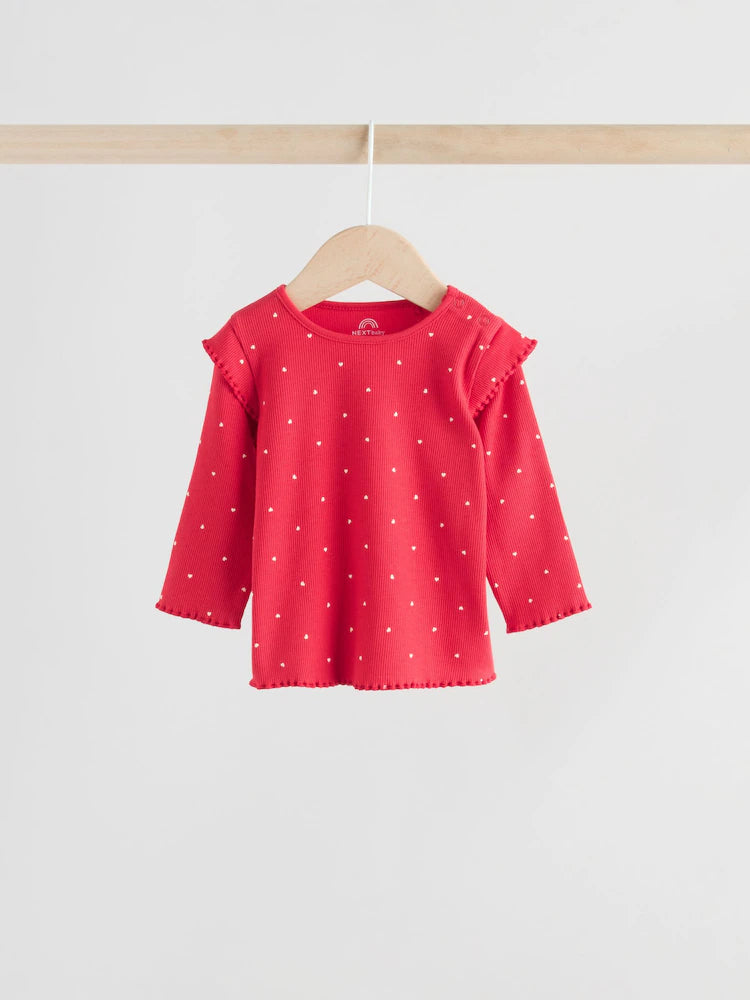 |BabyGirl| Conjunto De 2 Peças De Blusa e Leggings Vermelhas Para Bebê (0 meses a 2 anos)