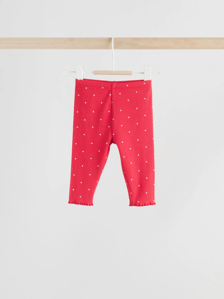 |BabyGirl| Conjunto De 2 Peças De Blusa e Leggings Vermelhas Para Bebê (0 meses a 2 anos)