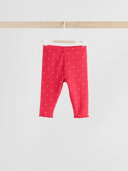 |BabyGirl| Conjunto De 2 Peças De Blusa e Leggings Vermelhas Para Bebê (0 meses a 2 anos)
