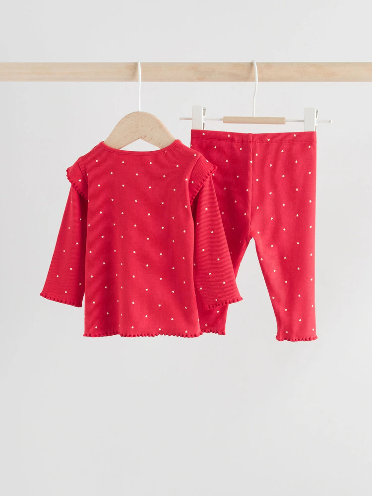 |BabyGirl| Conjunto De 2 Peças De Blusa e Leggings Vermelhas Para Bebê (0 meses a 2 anos)