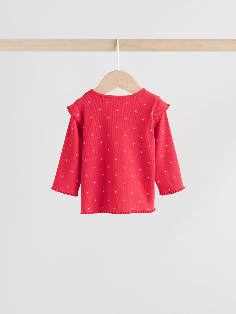 |BabyGirl| Conjunto De 2 Peças De Blusa e Leggings Vermelhas Para Bebê (0 meses a 2 anos)