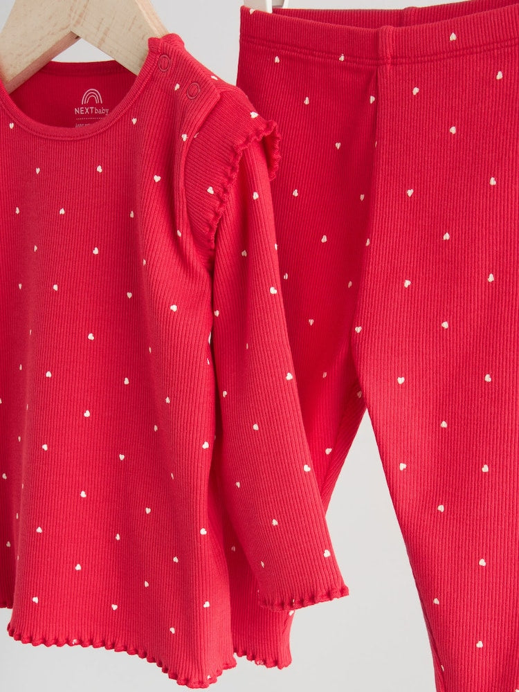 |BabyGirl| Conjunto De 2 Peças De Blusa e Leggings Vermelhas Para Bebê (0 meses a 2 anos)