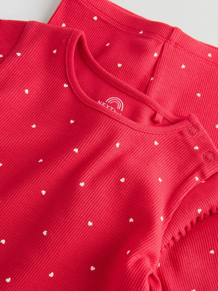 |BabyGirl| Conjunto De 2 Peças De Blusa e Leggings Vermelhas Para Bebê (0 meses a 2 anos)