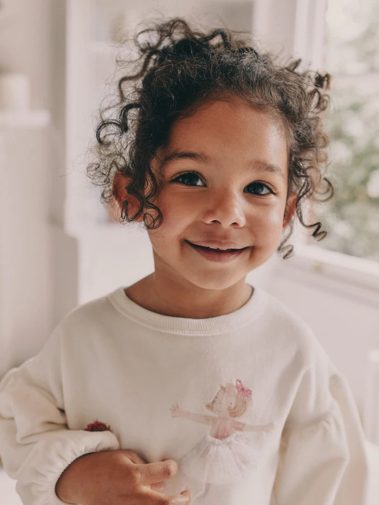 |Girl| Pijama De Lã Aconchegante Bailarina Cru/Rosa (9 meses a 10 anos)