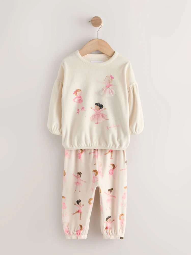 |Girl| Pijama De Lã Aconchegante Bailarina Cru/Rosa (9 meses a 10 anos)