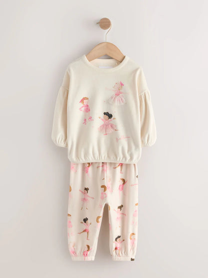 |Girl| Pijama De Lã Aconchegante Bailarina Cru/Rosa (9 meses a 10 anos)