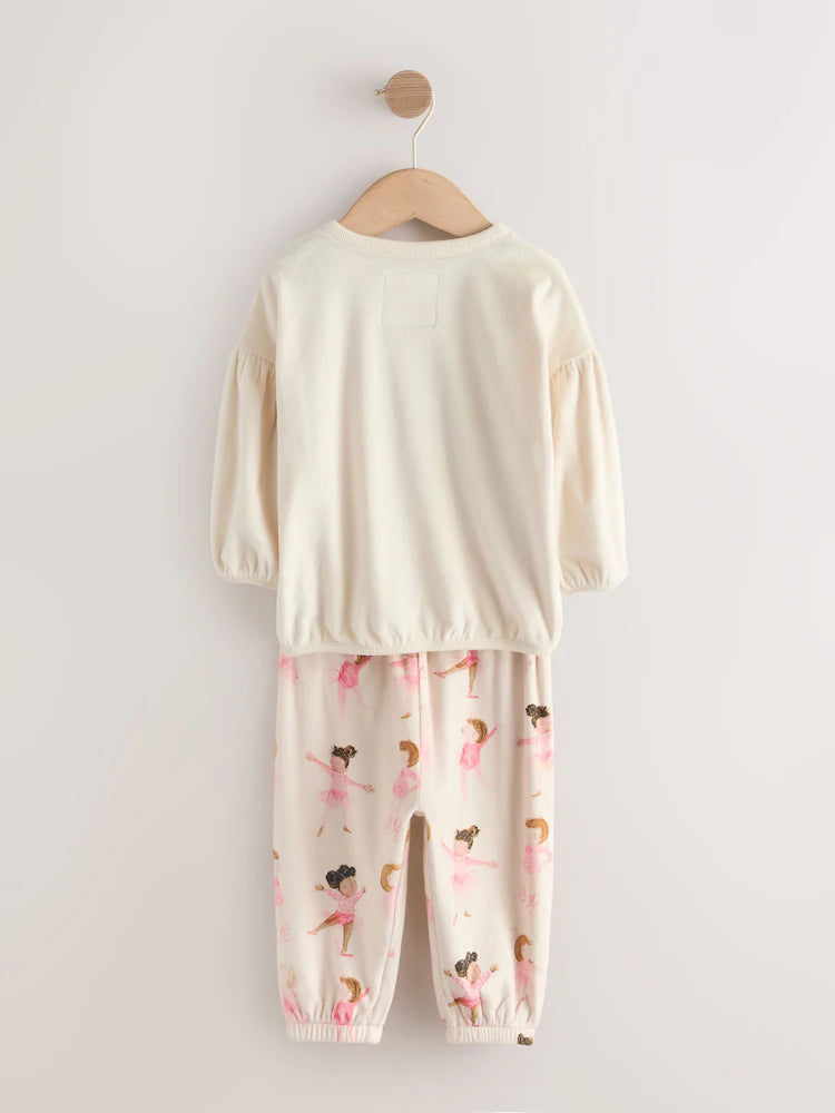 |Girl| Pijama De Lã Aconchegante Bailarina Cru/Rosa (9 meses a 10 anos)