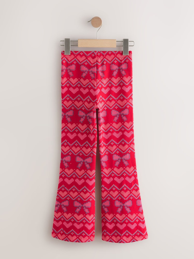 |BigGirl| Leggings Flare com Laço de Natal Vermelho (3-16 anos)