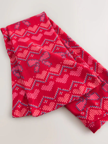 |BigGirl| Leggings Flare com Laço de Natal Vermelho (3-16 anos)