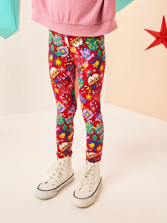 |BigGirl| Leggings Vermelhas De Natal (3-16 anos)