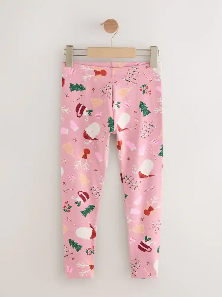 |BigGirl| Leggings De Natal Rosa (3-16 anos)