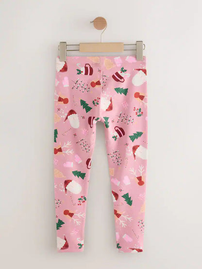 |BigGirl| Leggings De Natal Rosa (3-16 anos)