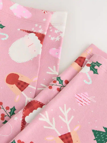|BigGirl| Leggings De Natal Rosa (3-16 anos)