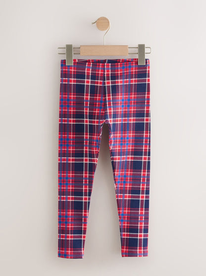 |BigGirl| Pacote Com 5 Leggings Xadrez Vermelho/azul (3-16 anos)
