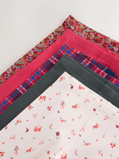 |BigGirl| Pacote Com 5 Leggings Xadrez Vermelho/azul (3-16 anos)