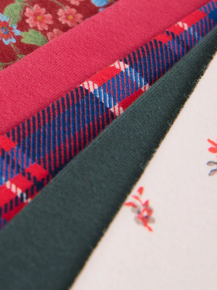 |BigGirl| Pacote Com 5 Leggings Xadrez Vermelho/azul (3-16 anos)