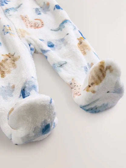 |BabyBoy| Macacão de dormir para bebê Safari Fleece cru