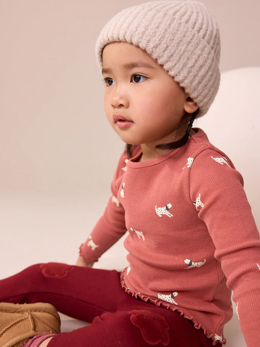 |Girl| Camiseta De Manga Comprida Red Dog Rib (3 meses a 7 anos)