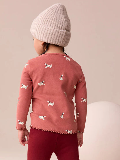 |Girl| Camiseta De Manga Comprida Red Dog Rib (3 meses a 7 anos)