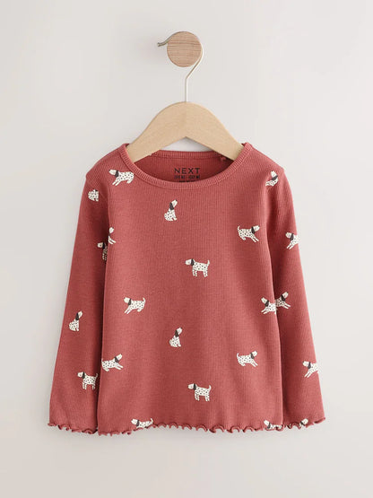 |Girl| Camiseta De Manga Comprida Red Dog Rib (3 meses a 7 anos)