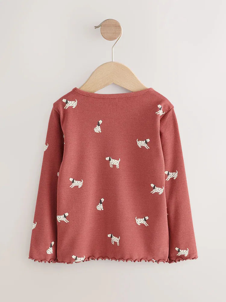 |Girl| Camiseta De Manga Comprida Red Dog Rib (3 meses a 7 anos)
