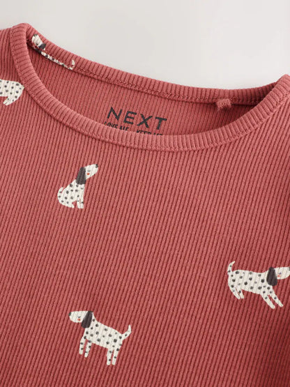 |Girl| Camiseta De Manga Comprida Red Dog Rib (3 meses a 7 anos)
